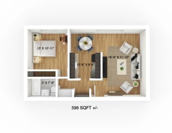  Floor Plan 1080 Moncton - 1 Bed, 1 Bath